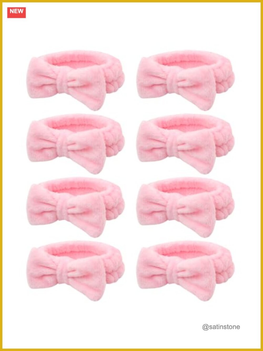 8 Pc Coral Fleece Spa Headbands Elastic Bow Hair Accessories for Skincare